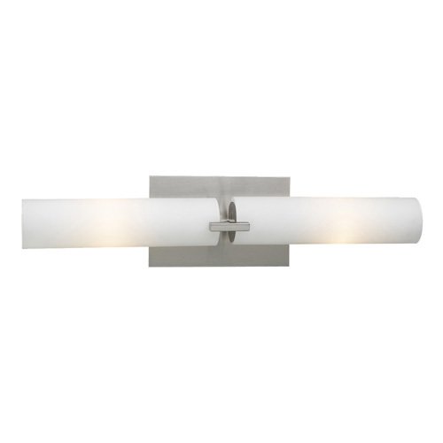 CFL Double Vanity Light in Satin Nickel with Matte Opal Glass