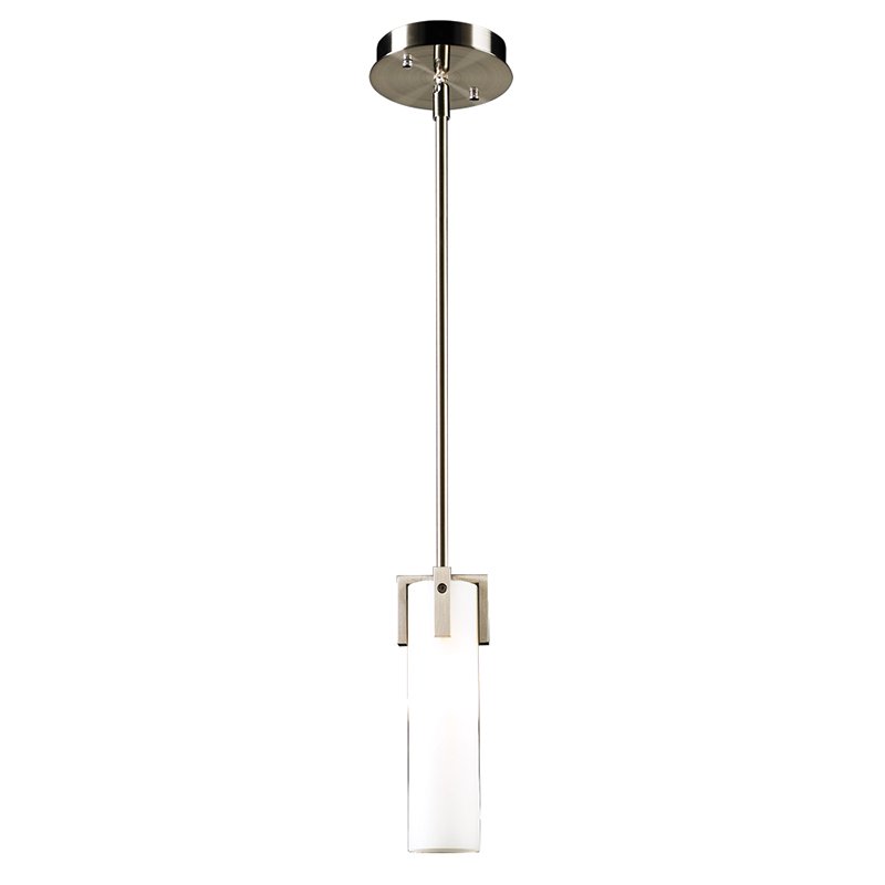 3" Mini Pendant with CFL Bulbs in Satin Nickel with Matte Opal Glass