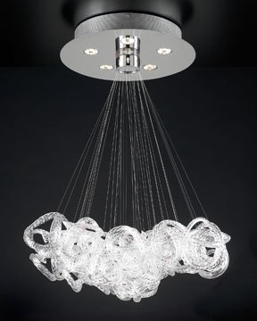 38" Chandelier in Polished Chrome with Clear Ribbed Glass