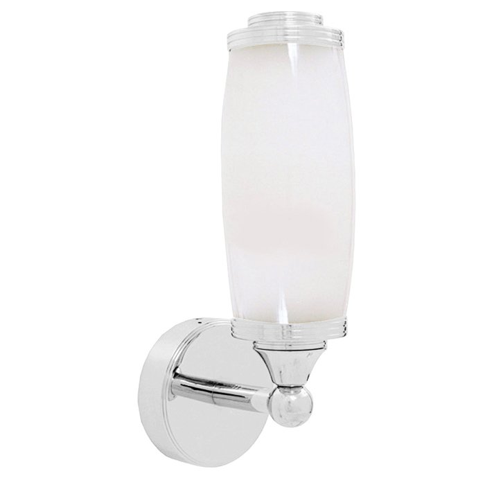 Bathroom Wall Light with Frosted Glass Tube Shade in Chrome
