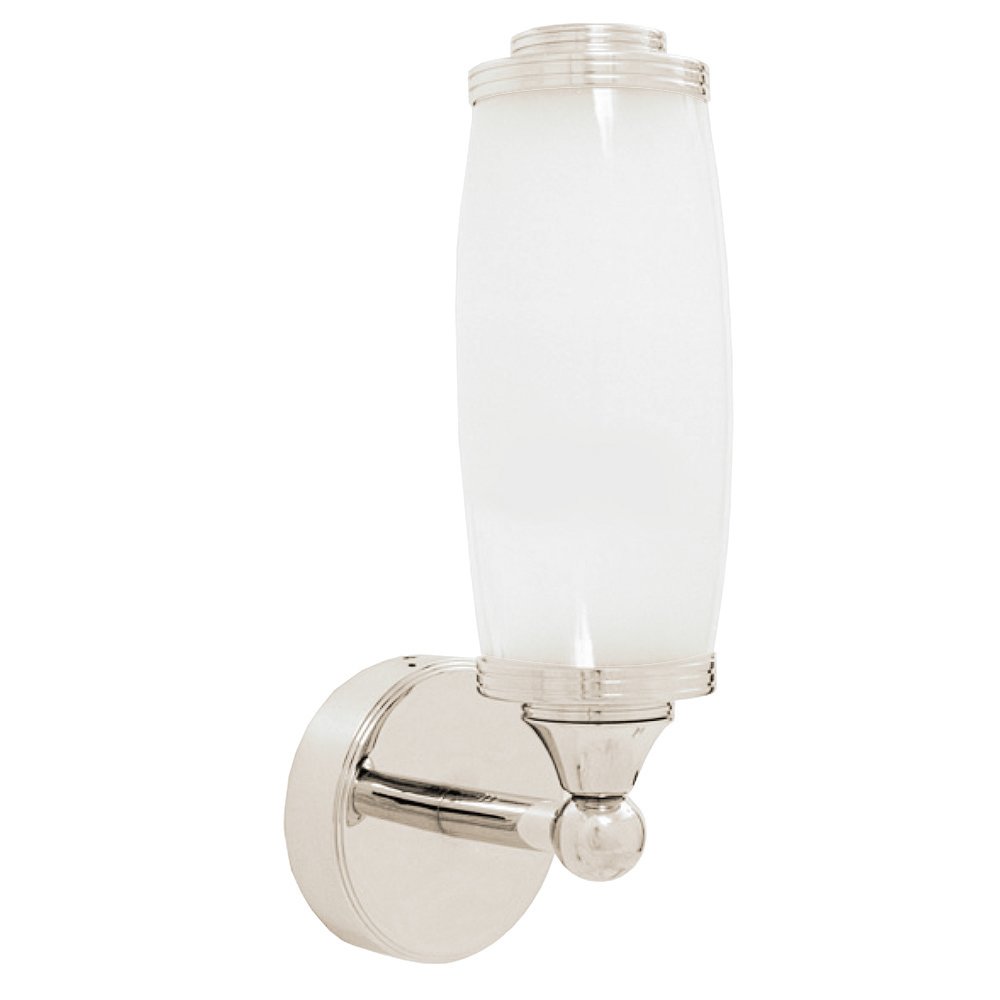 Bathroom Wall Light with Frosted Glass Tube Shade in Polished Nickel