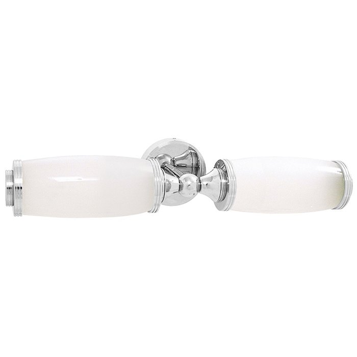 Bathroom Double Wall Light with Frosted Glass Tube Shades in Chrome