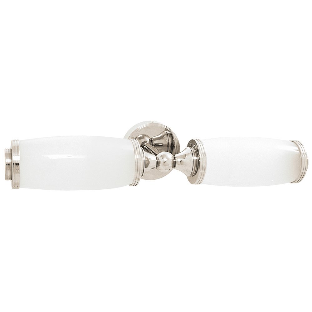 Bathroom Double Wall Light with Frosted Glass Tube Shades in Polished Nickel