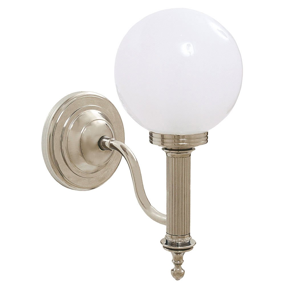 Bathroom Wall Light with Frosted Glass Ball Shade in Satin Nickel