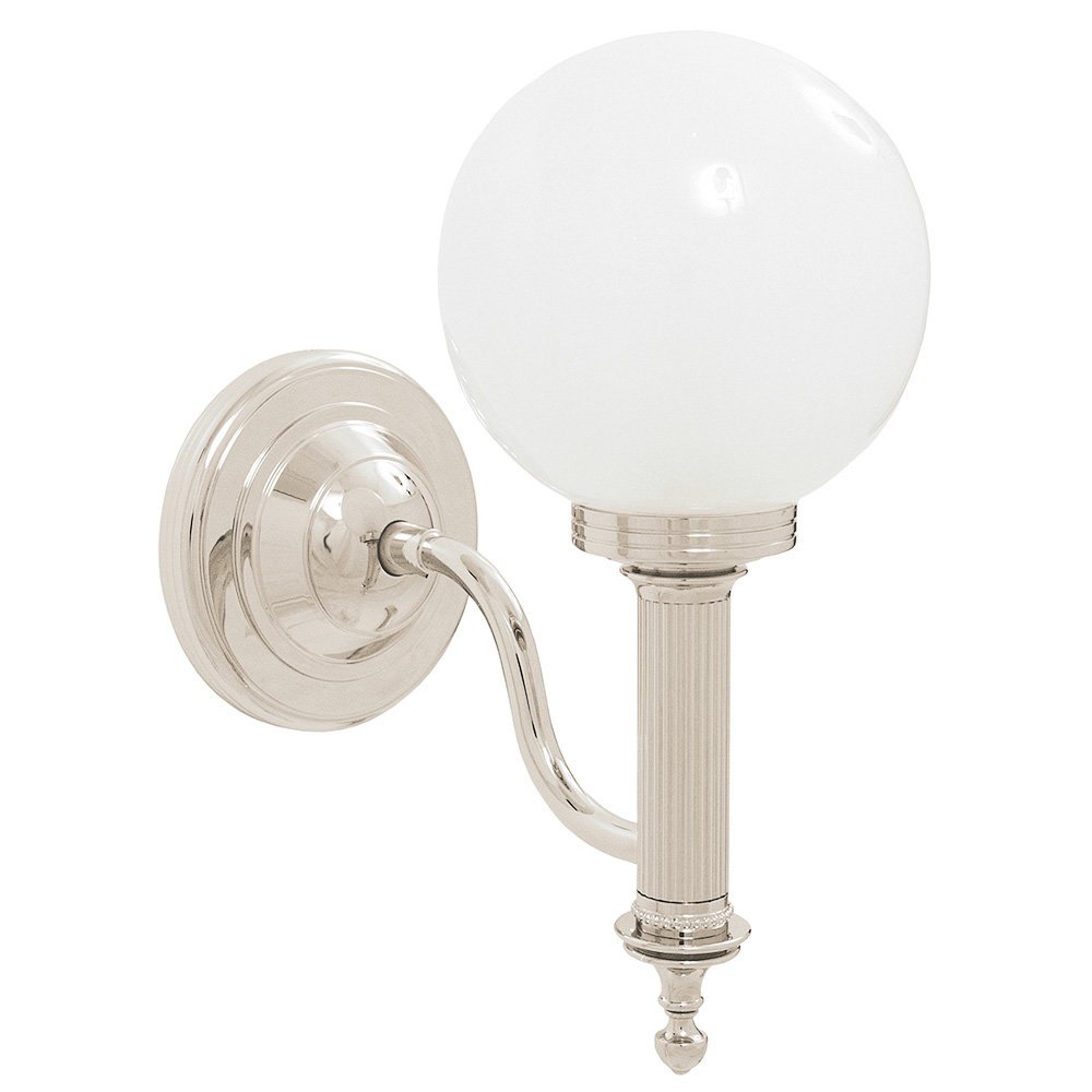 Bathroom Wall Light with Frosted Glass Ball Shade in Polished Nickel